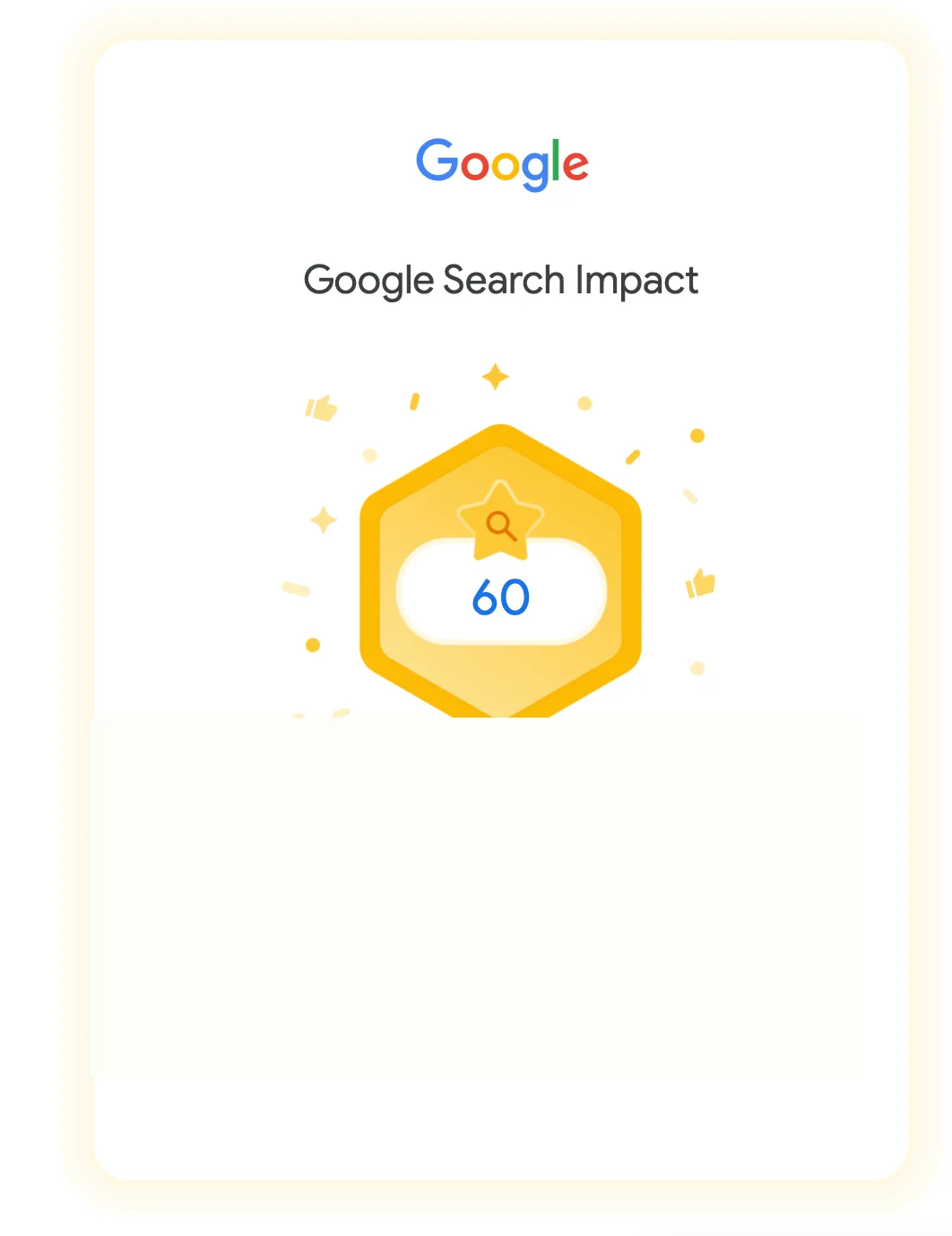 Redacted Google Search Console Search Impact source record for 60 Google Search clicks recorded in 28 days.
